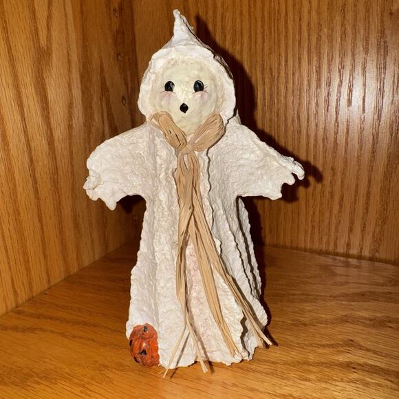 Vintage Broomsnickle Ghost Pumpkin Figurine Linda Lindquist Baldwin Enesco 1997 - Picture 1 of 10